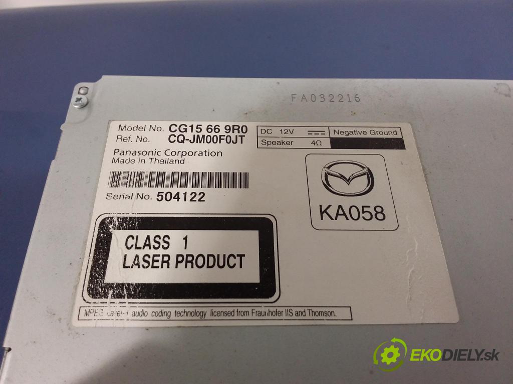 Mazda 5 2011 Radio I Navigácia: CG15669R0