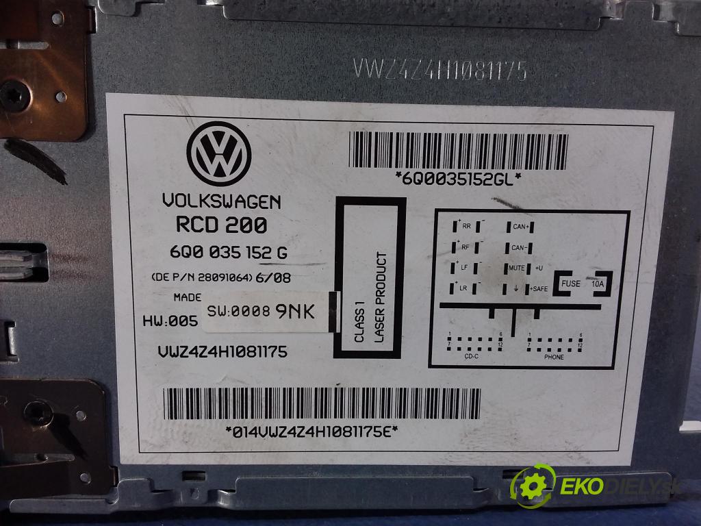 Vw Polo 2008 Radio I Navigácia: 6Q0035152G