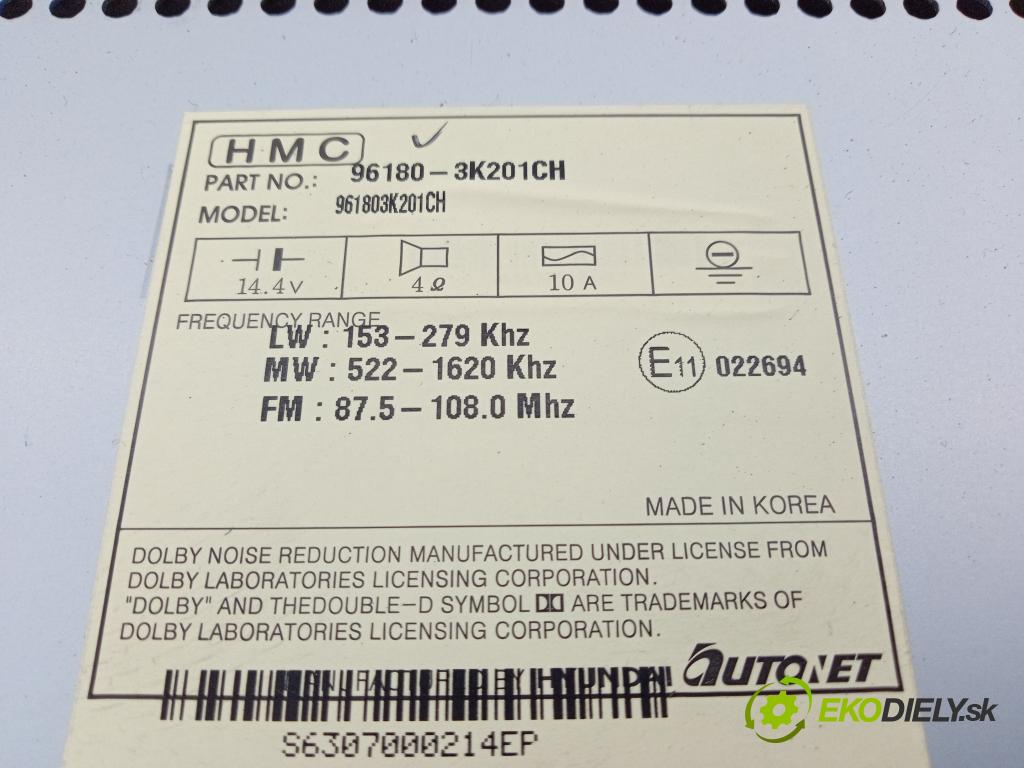 Hyundai Sonata 2007 Radio I Navigácia: 96180-3K201