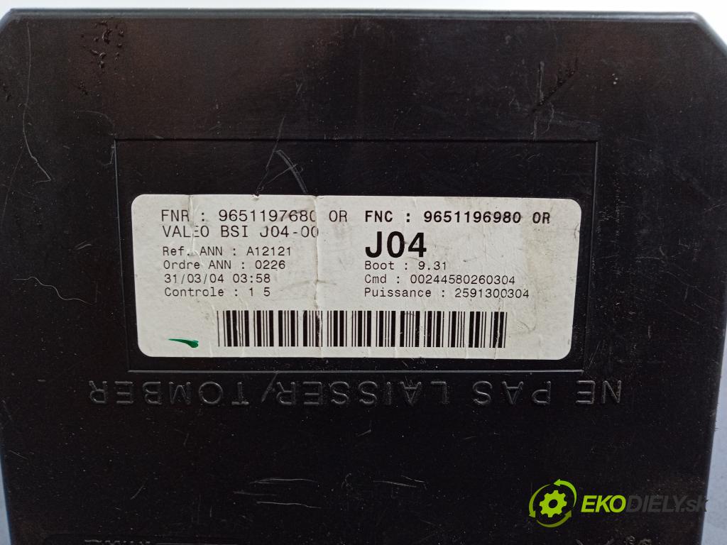 Peugeot 307 2003 skříňka Pojistky 9651197680