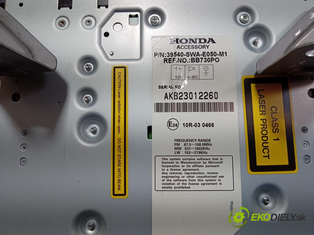 Honda Cr-v 2011 Radio I Navigácia: 39540-SWA-E050