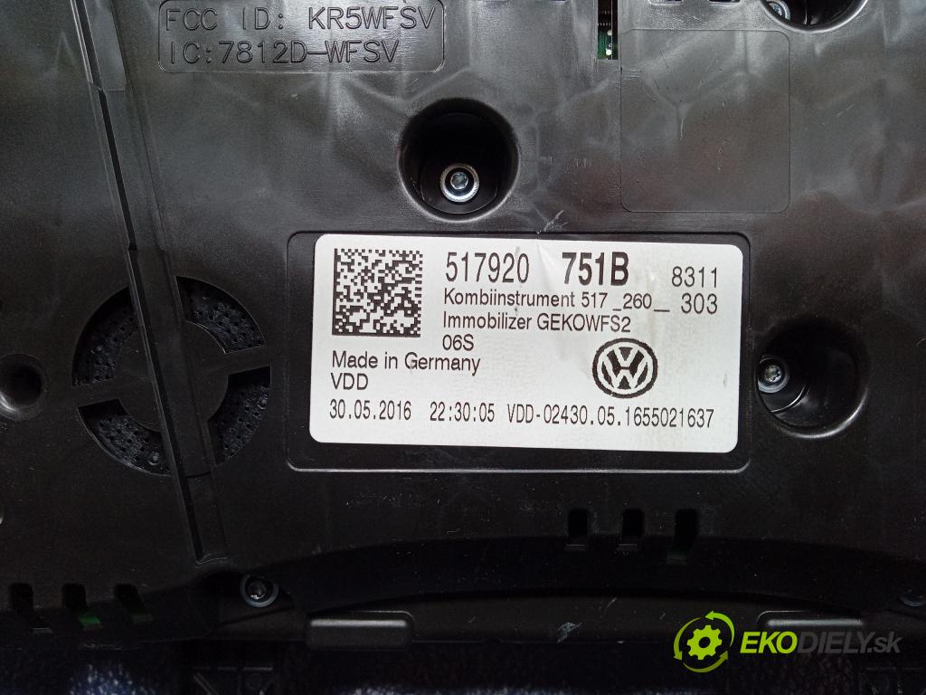 Vw Golf 2016 prístrojovka/ budíky 517920751B