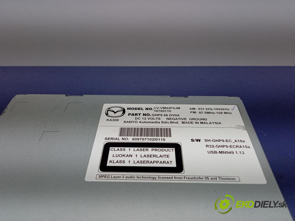 Mazda 6 2012 Radio I Navigácia: GHP966DV0A