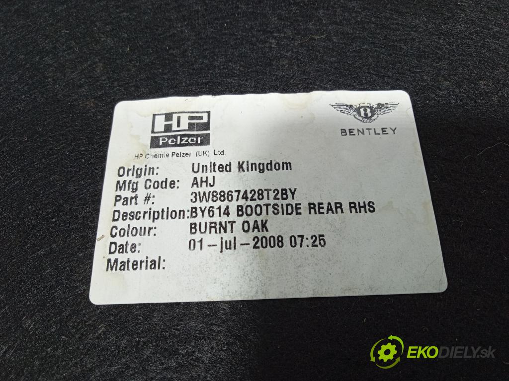 Bentley Contin gt sp 2008 Čalounictví: kufra: 3W8867428T