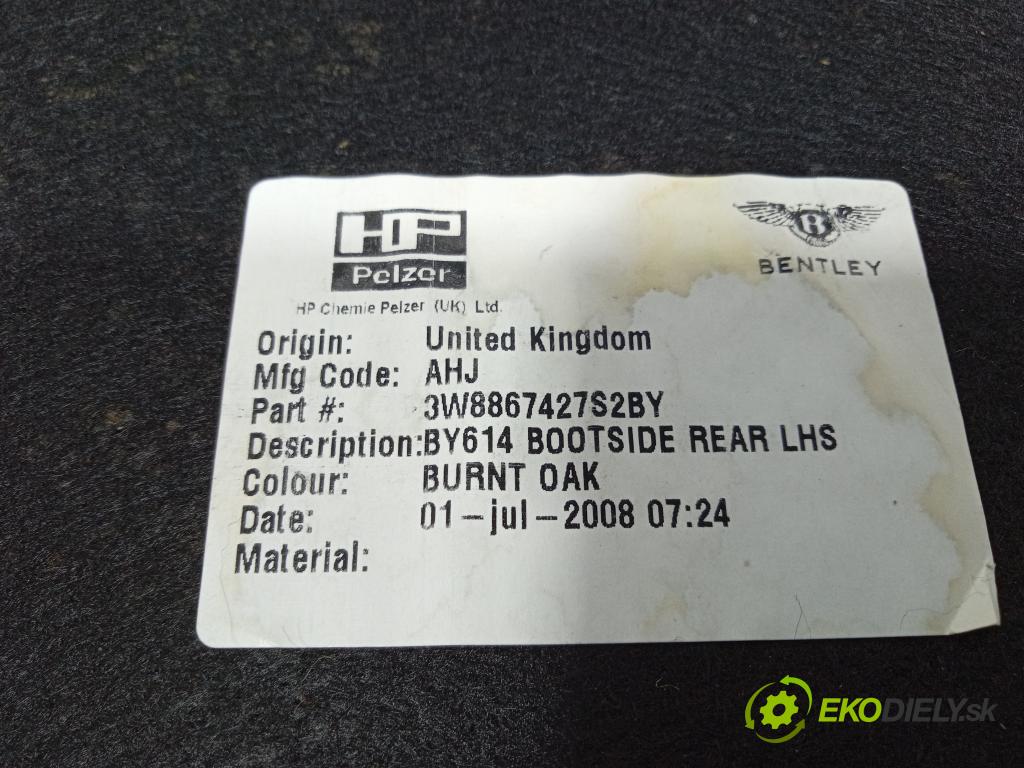 Bentley Contin gt sp 2008 Čalounictví: kufra: 3W8867427S