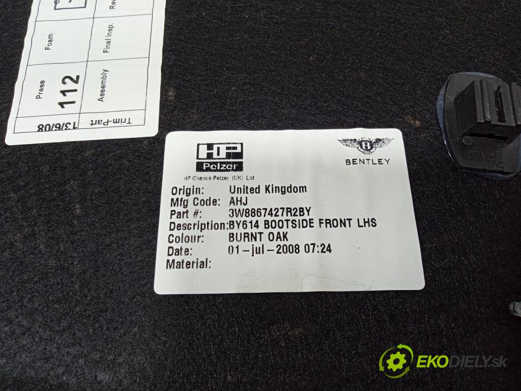 Bentley Contin gt sp 2008 Čalounictví: kufra: 3W8867427R