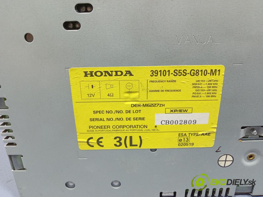 Honda Civic 2001 Radio I Navigácia: 39101-S5S-G810
