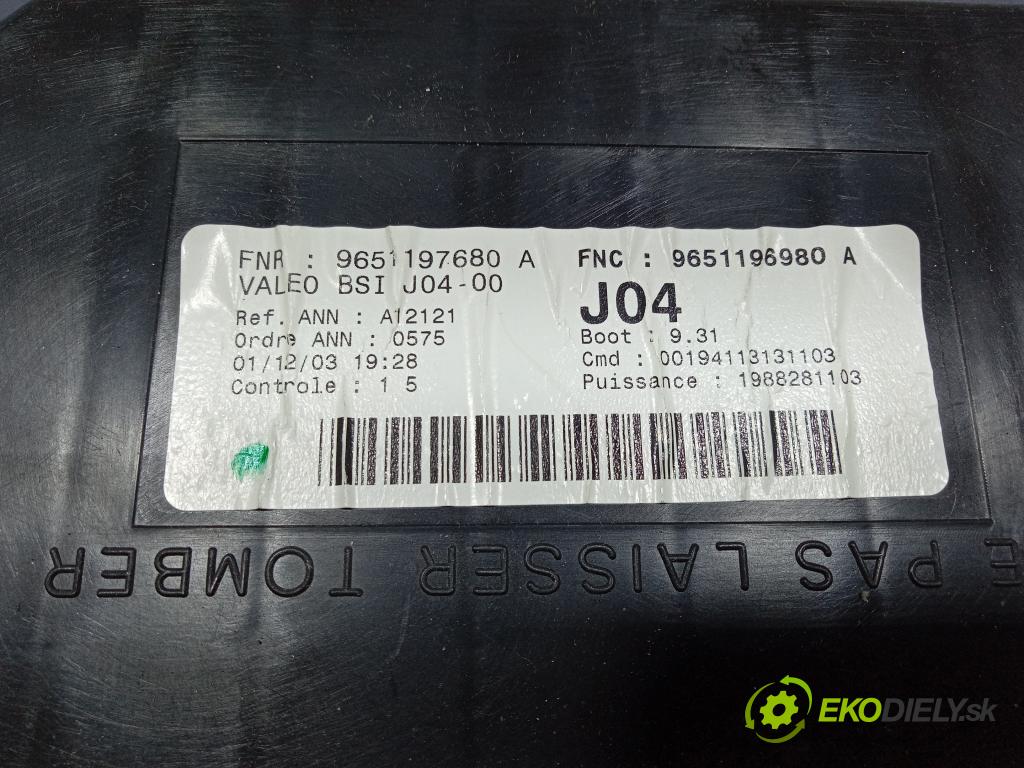 Peugeot 307 2003 skříňka Pojistky 9651197680