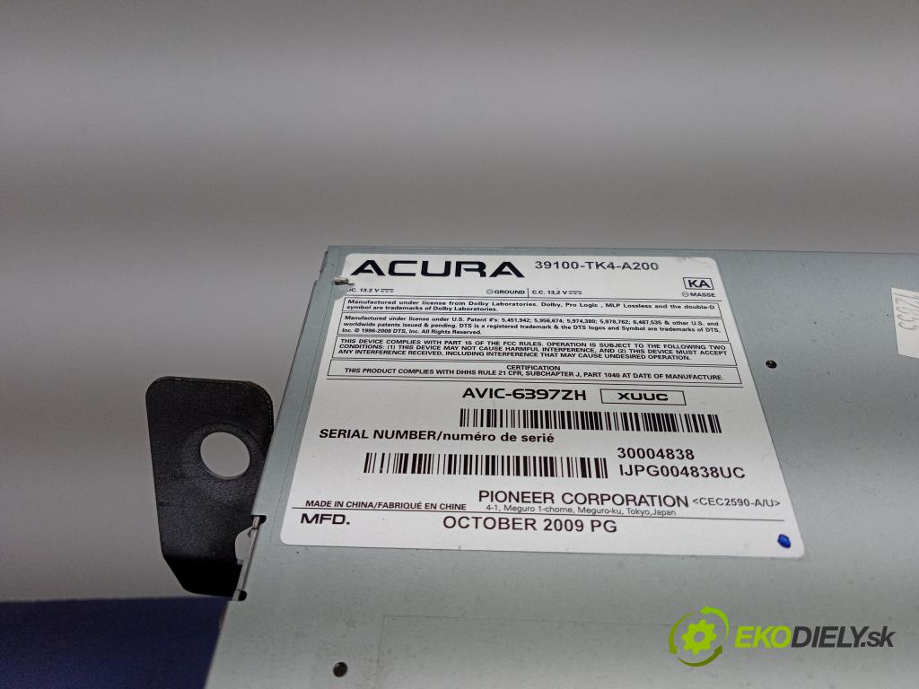 Acura Tl 2009 Radio I Navigácia: 39100-TK4-A200