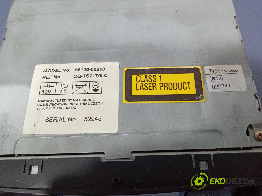 Toyota Corolla 2003 Radio I Navigace: 86120-02260