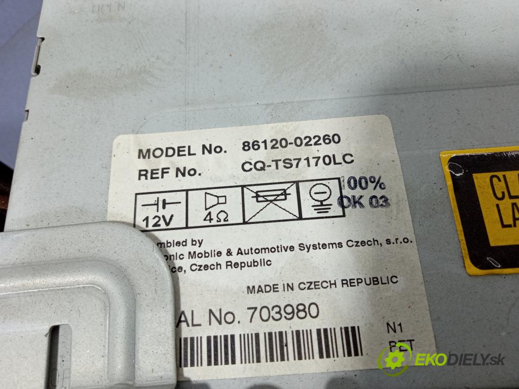 Toyota Corolla 2003 Radio I Navigace: 86120-02260