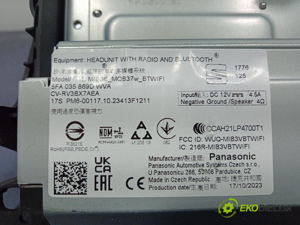 Seat Leon sp 2023 Radio I Navigácia: 5FA035869D