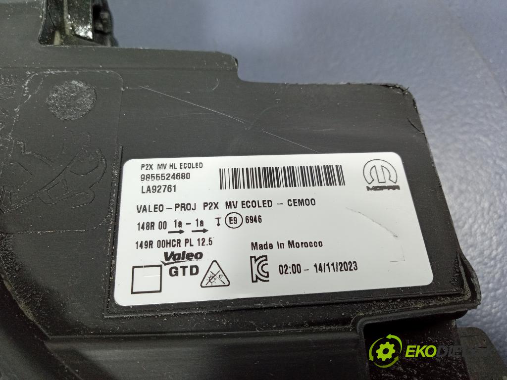 Peugeot 208 0 Reflektor: Vľavo: 9855524680