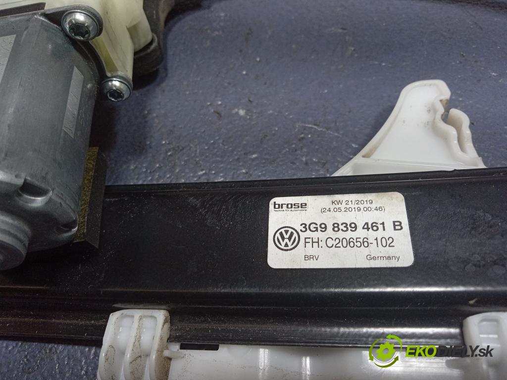 Vw Passat 2019 mechanismus stahování Sklenka: Zad: Levý: 3G9839461B
