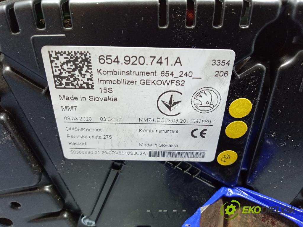 Skoda Scala 2020 Přístrojová deska 654920741A