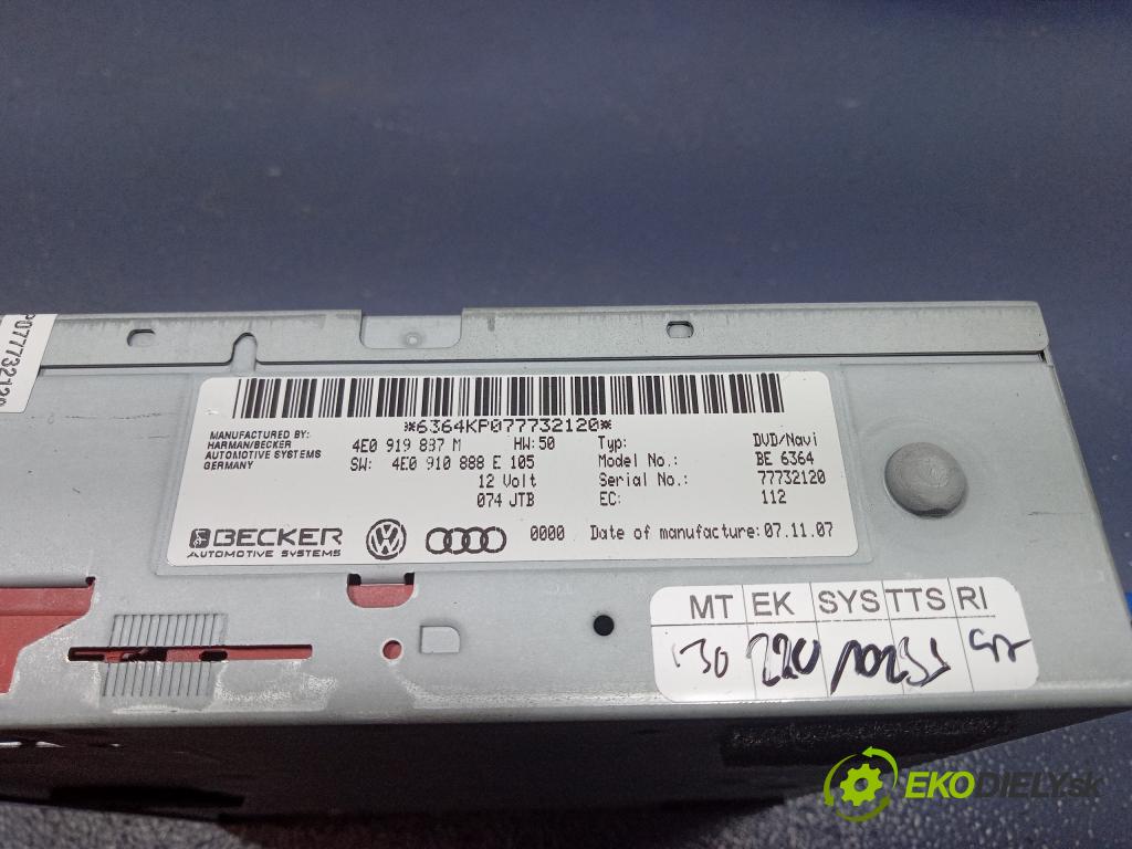 Audi A6 2007 Radio I Navigácia: 4E0919887M