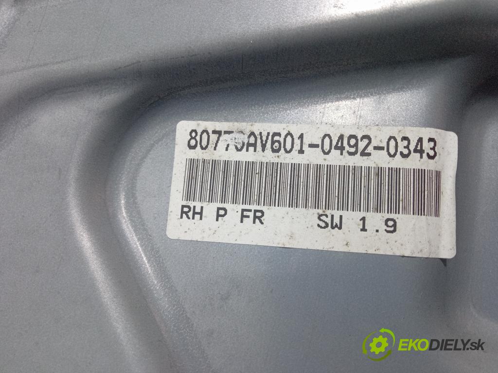 Nissan Primera 2002 mechanismus stahování Sklenka: před v pravo: 80770AV601