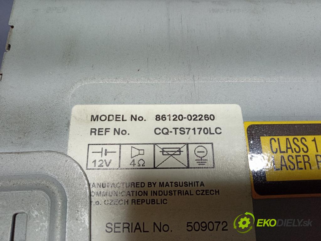 Toyota Corolla 2002 Radio I Navigace: 86120-02260