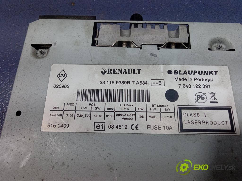 Renault Megane 2009 Radio I Navigácia: 281159389R