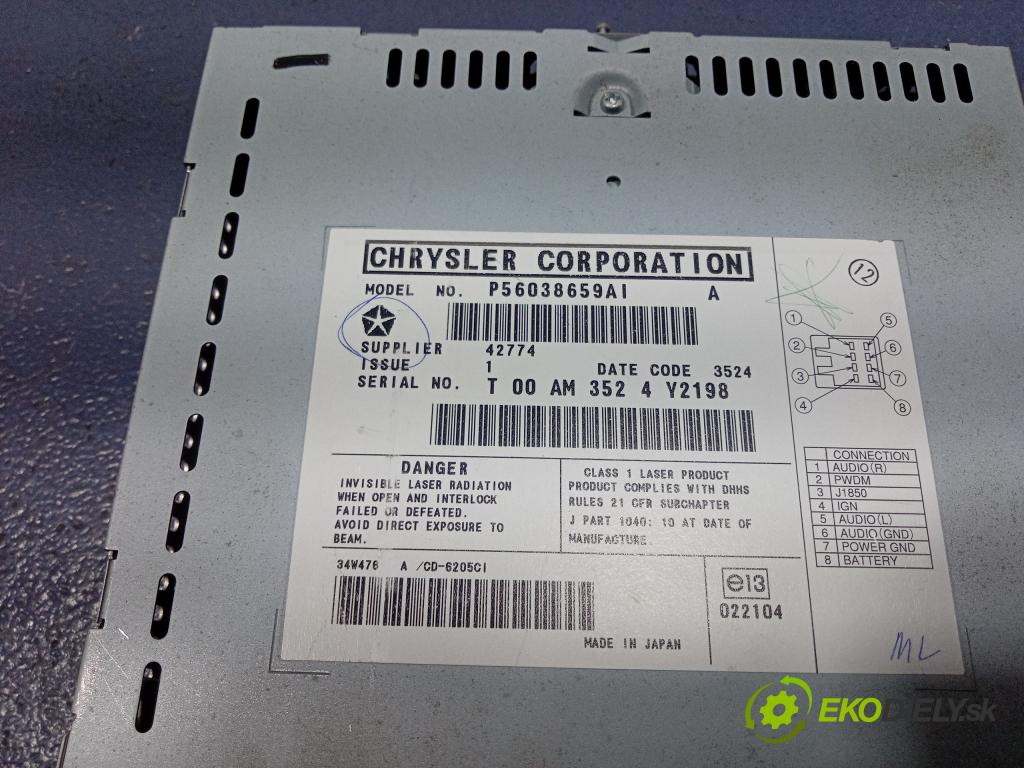 Chrysler Sebring 2005 Radio I Navigácia: P56038659AI