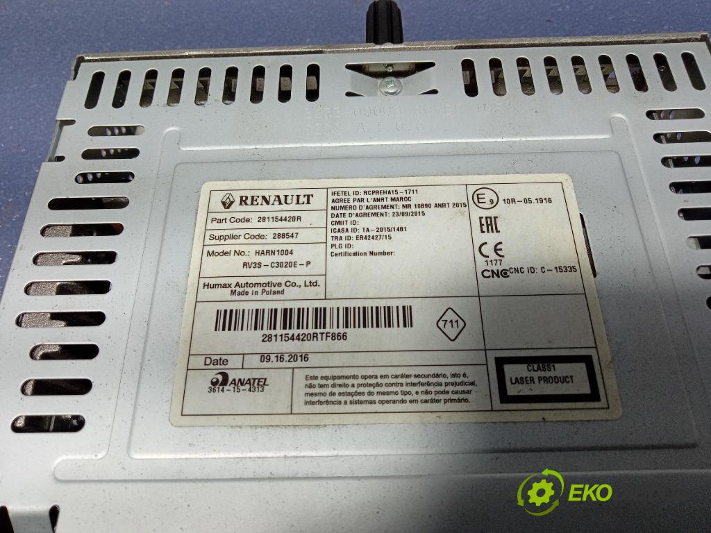 Renault Kangoo 2016 Radio I Navigácia: 281154420R