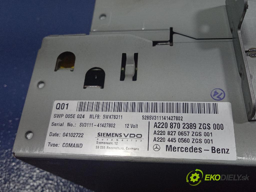 Mercedes S-klasa 2005 Radio I Navigácia: A2208702389