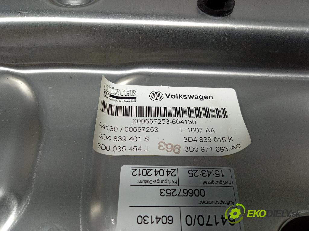 Vw Phaeton 2012 mechanismus stahování Sklenka: Zad: Levý: 3D4839755