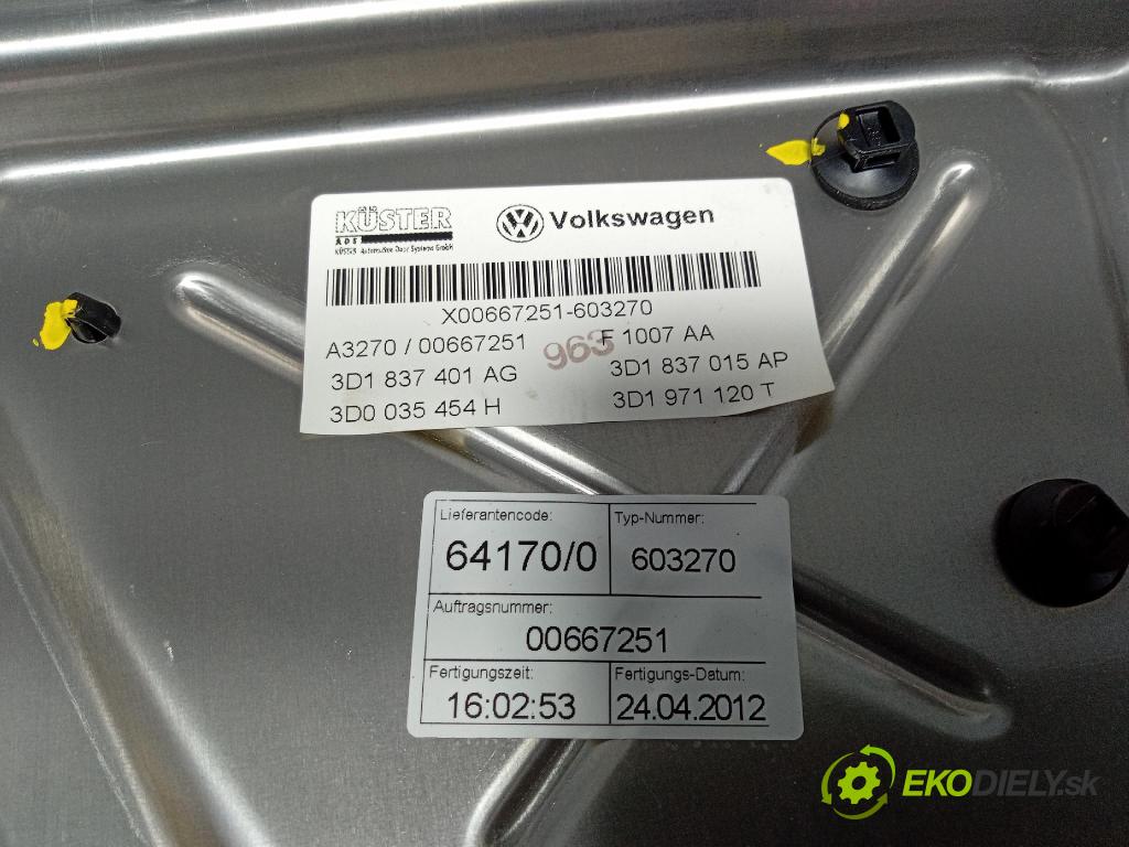 Vw Phaeton 2012 mechanismus stahování Sklenka: před Levý: 3D4837755