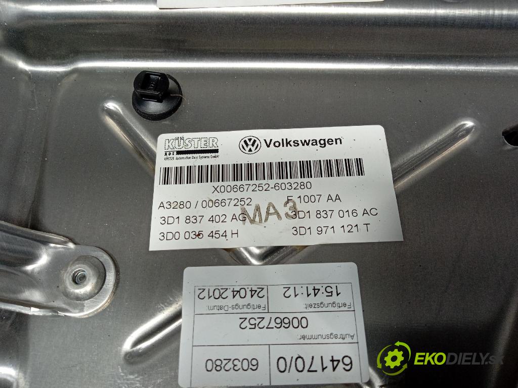 Vw Phaeton 2012 mechanismus stahování Sklenka: před v pravo: 3D4837756
