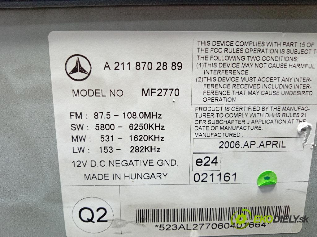 Mercedes-benz E 200 2006 Radio I Navigácia: A2118702889