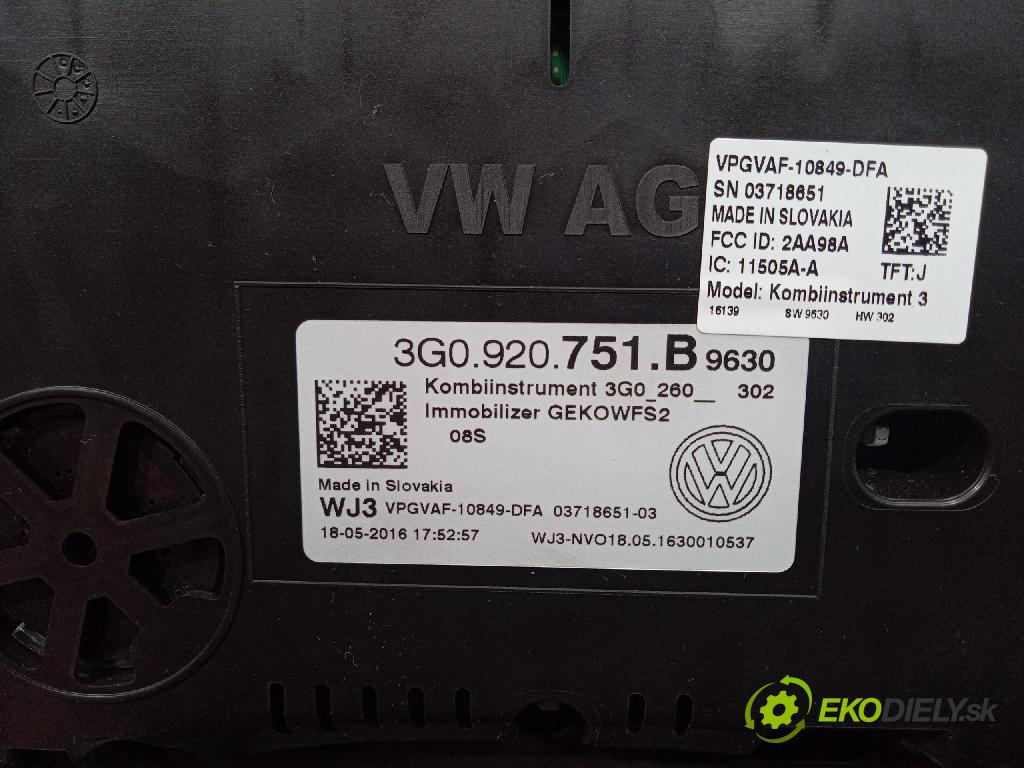 Vw Passat 2016 Přístrojová deska 3G0920751B