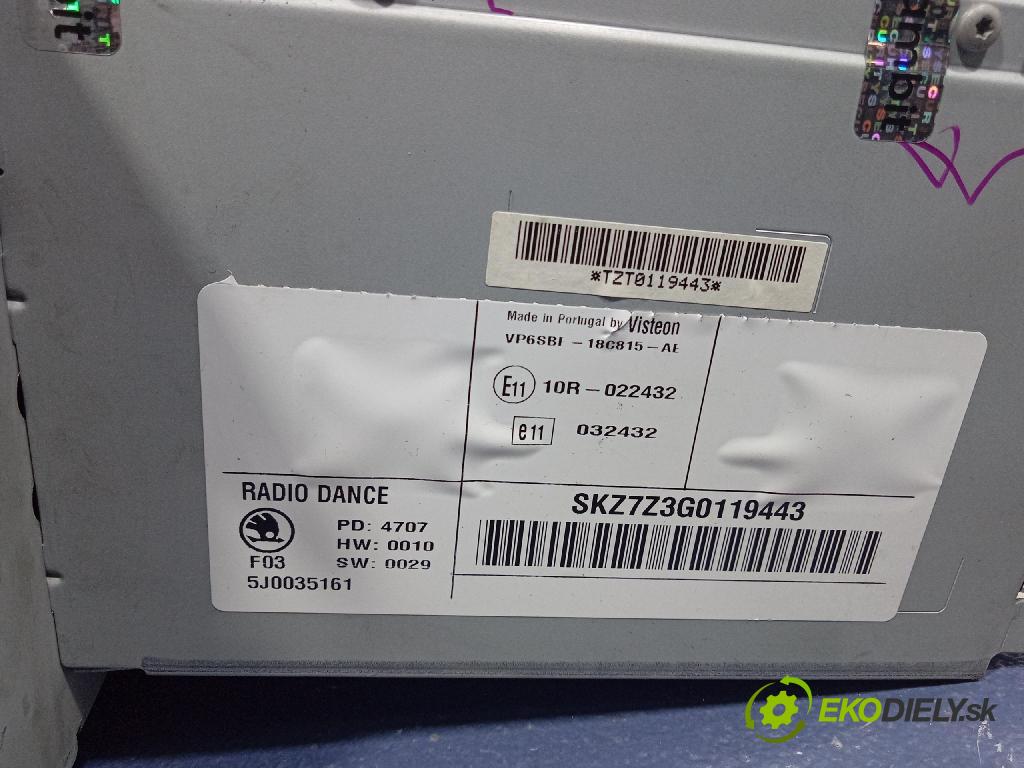 Skoda Fabia 2007 Radio I Navigácia: 5J0035161