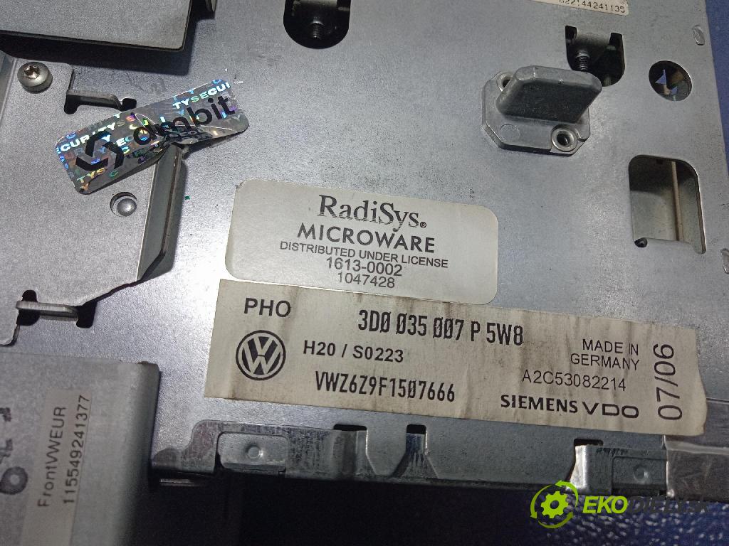 Vw Phaeton 2006 Radio I Navigácia: 3D0035007P