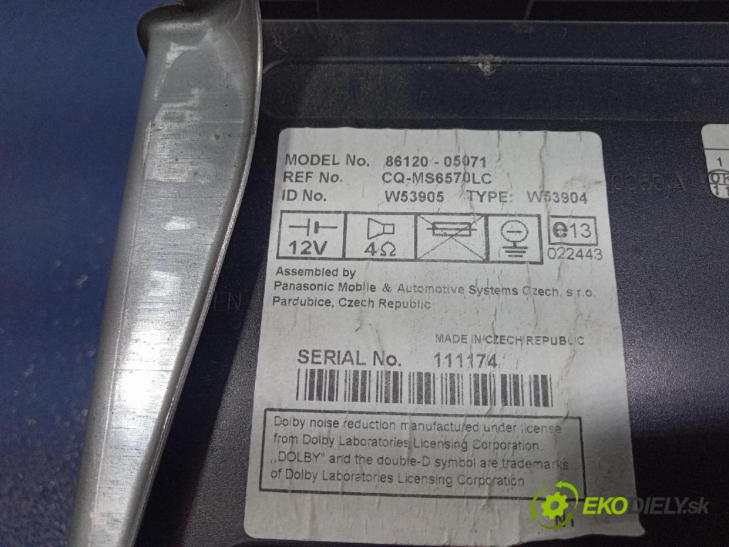 Toyota Avensis 2005 Radio I Navigácia: 86120-05071