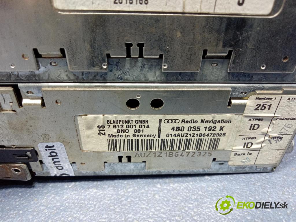 Audi A6 2002 Radio I Navigácia: 4B0035192K