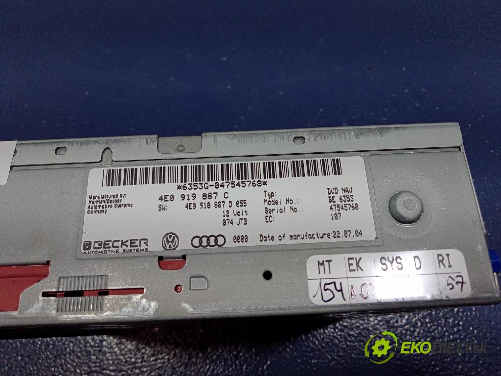Audi A6 2004 Radio I Navigácia: 4E0919887C