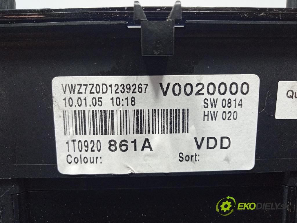 Vw Touran 2005 Přístrojová deska 1T0920861A