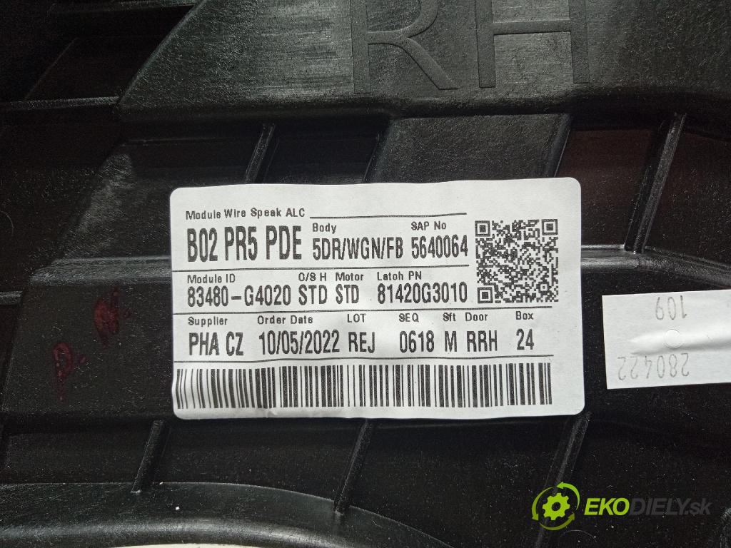Hyundai I30 2022 mechanismus stahování Sklenka: Zad: v pravo: 83480-G4020