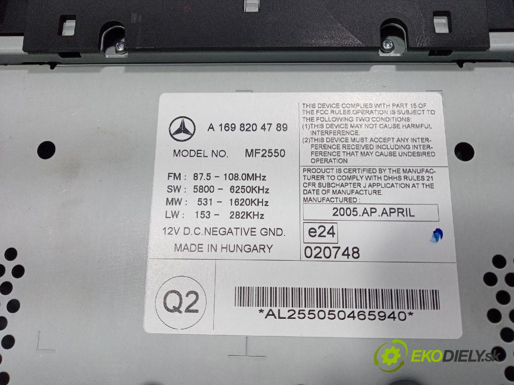 Mercedes A-Klasa 2005 Radio I Navigace: A1698204789