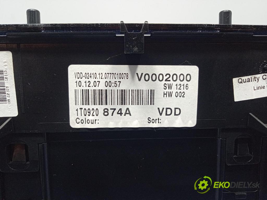 Vw Touran 2008 Přístrojová deska 1T0920874A
