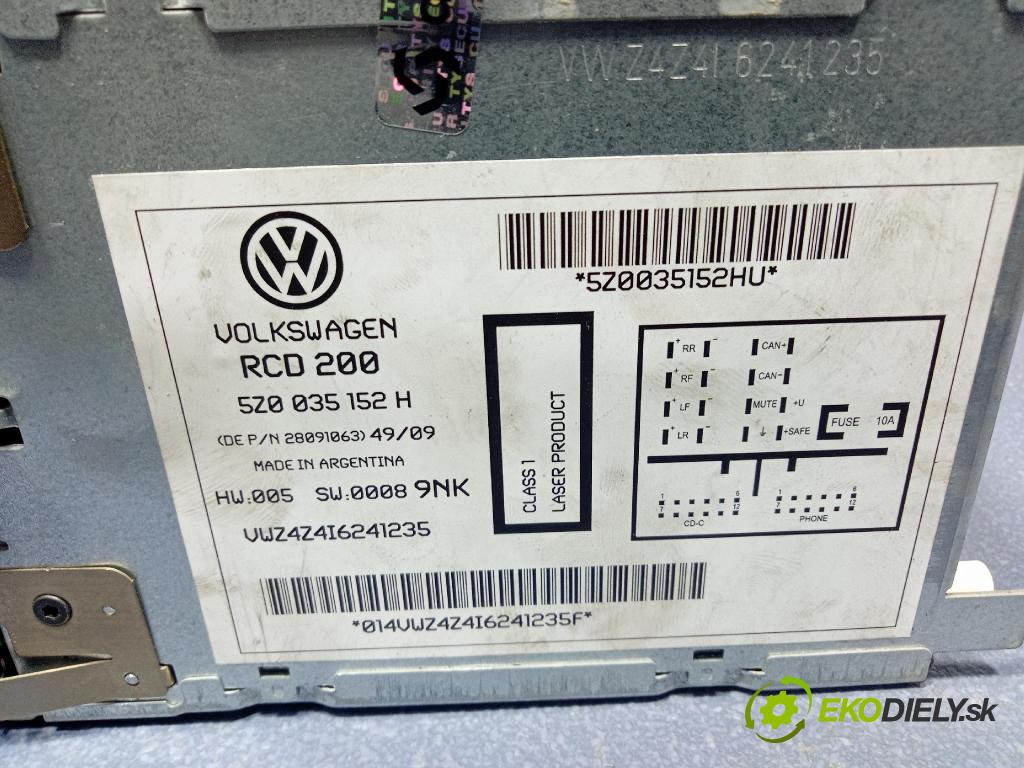 Volkswagen Fox 2006 Radio I Navigace: 5Z0035152H