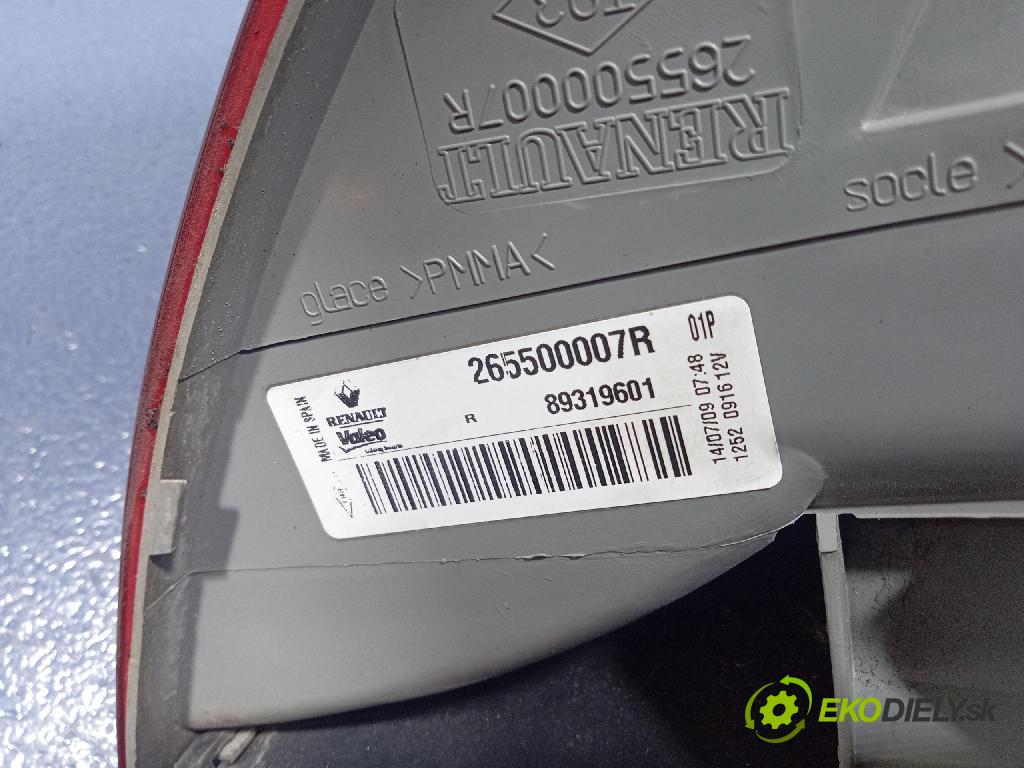 Renault Megane 2009 světlo Zad: Práva: Mimo: 265500007r