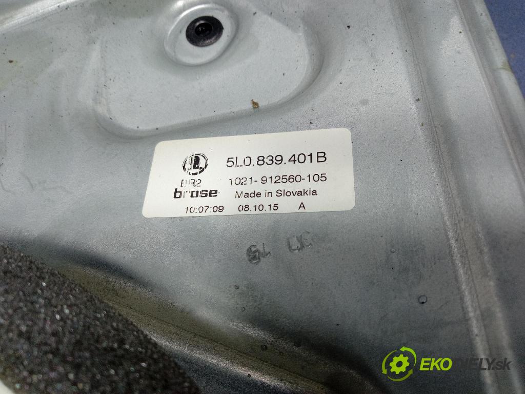 Skoda Yeti 2015 mechanismus stahování Sklenka: Zad: Levý: 5L0839401B