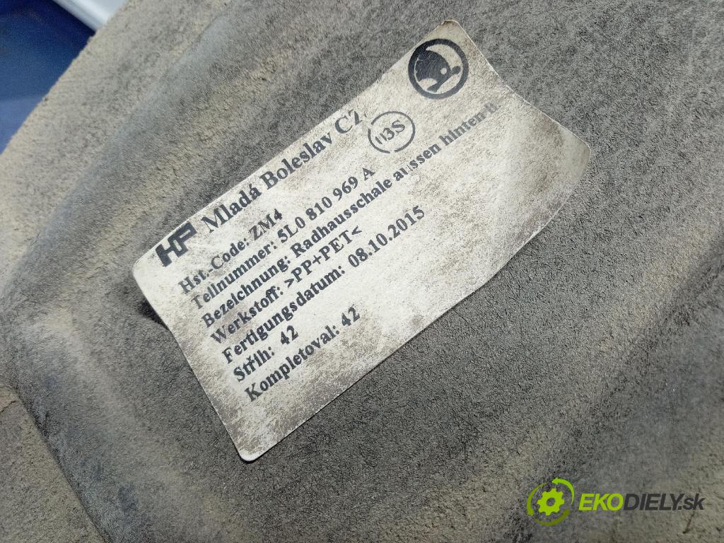 Skoda Yeti 2015 blatník: plastický: Zad: 5L0810969A