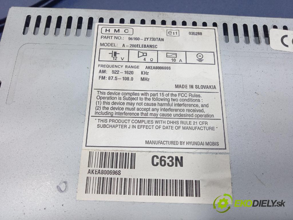 Hyundai Ix35 2010 Radio I Navigácia: 96160-2Y730TAN