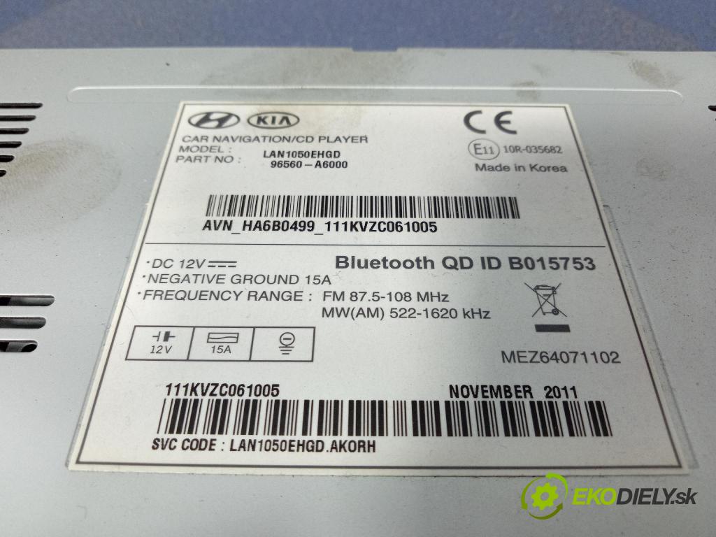 Hyundai I30 2012 Radio I Navigace: 96560-A6000