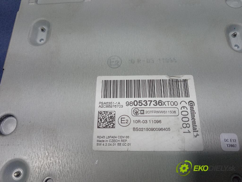 Peugeot Partner 2015 Radio I Navigácia: 98053736