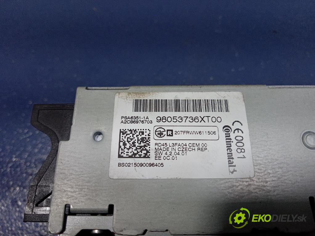 Peugeot Partner 2015 Radio I Navigácia: 98053736
