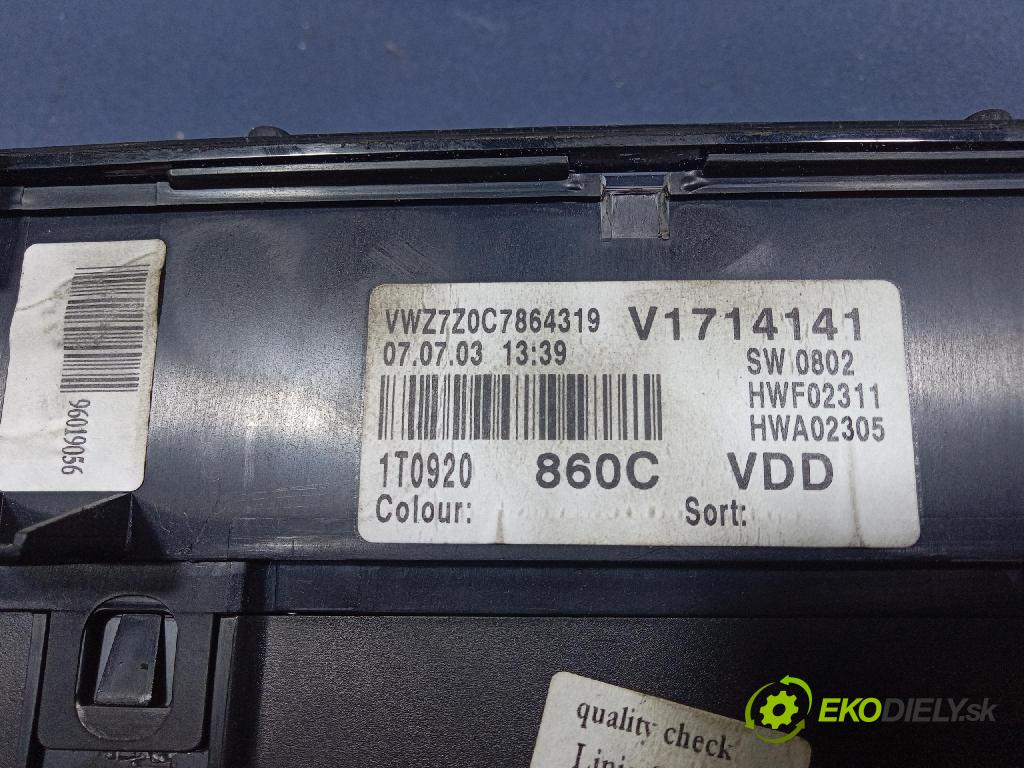 Vw Touran 2004 prístrojovka/ budíky 1T0920860C