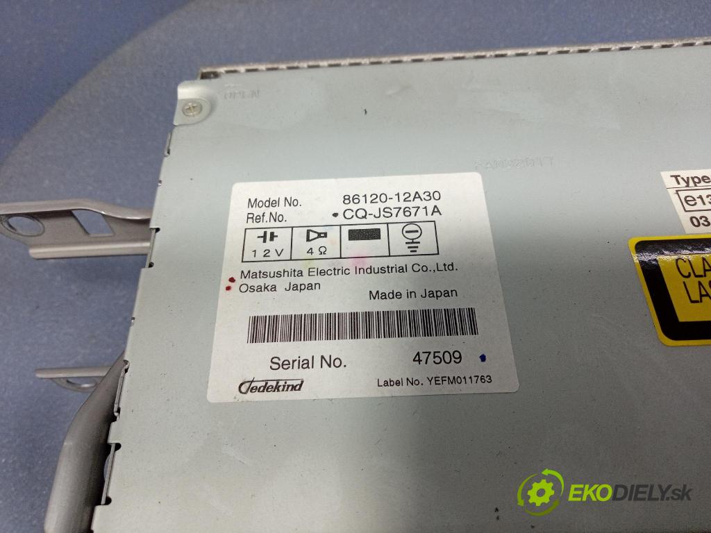 Toyota Corolla 2007 Radio I Navigácia: 86120-12A30